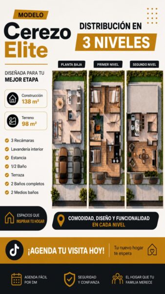 PREVENTA DE CASA RESIDENCIAL de 3 niveles